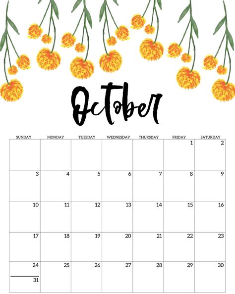Unique Cute October Calendar 2021 Floral Wallpaper For Desktop, Laptop