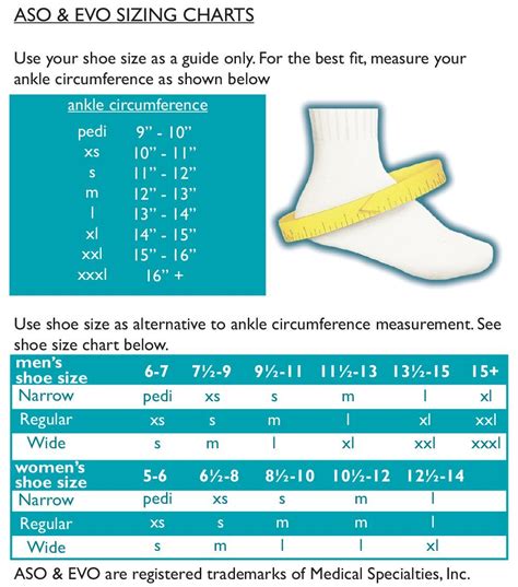 Ace Ankle Brace Size Chart