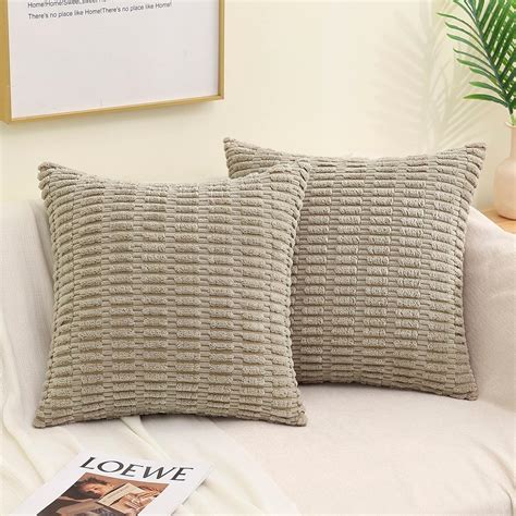 Decoruhome Khaki Decorative Throw Pillow Covers 20x20 Set