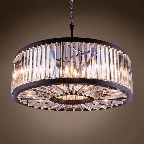 Hundreds of prismatic glass rods encircle a steel frame, lending a radiant glow when illuminated. Prysm 10 Light 35" Round Crystal Chandelier in 2020 ...