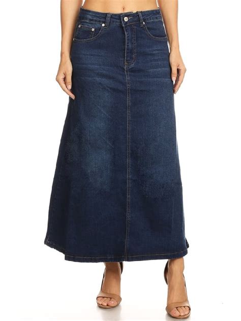 Fashion2love Womens Plusjunior Size Mid Rise A Line Long Jeans Maxi