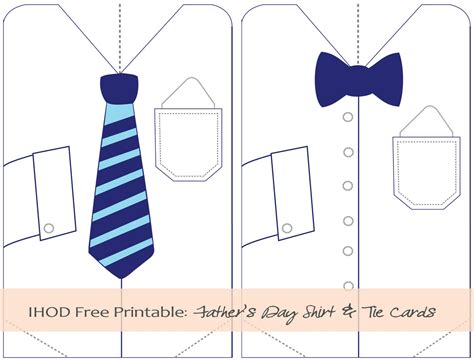 Diy Free Printable Fathers Day Shirt And Tie Card In Honor Of Design