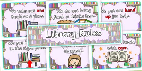Library Rules Display Poster Pack Library Library Rules