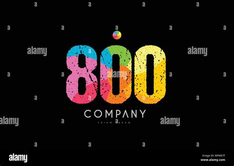 Number 800 Logo Icon Design With Grunge Texture And Rainbow Colored