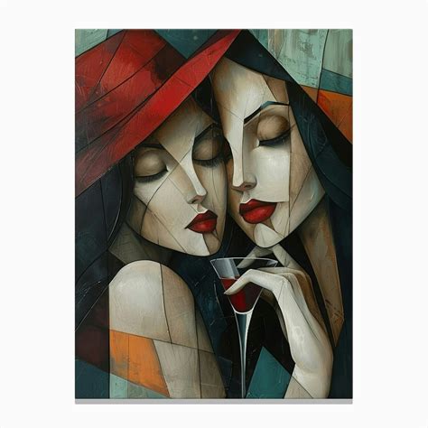 Two Women Drinking Wine 5 Canvas Print By Artcanvasquest Fy