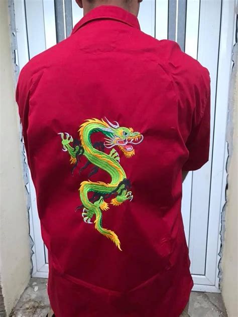 Embroidered shirt with oriental dragon free design - Embroidery on ...