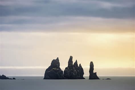 Reynisdrangar Basalt Sea Stacks Sunset In Iceland Photograph By Alexios