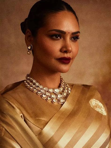esha gupta is elegance personified in golden silk saree times of india