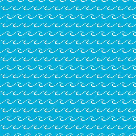 Premium Vector Blue Ocean Sea Waves Seamless Pattern Background