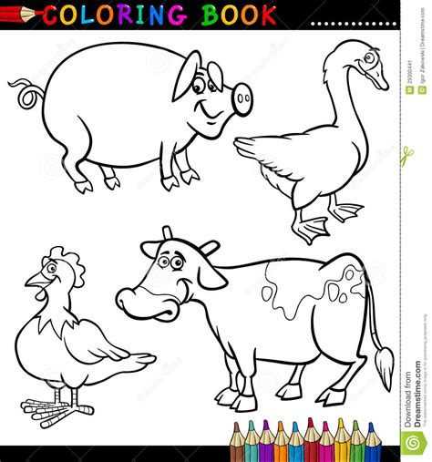 Cartoon Farm Animals For Coloring Book Stock Image Image 29300441