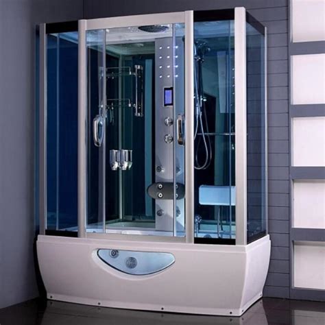 Tempered Glass Rectangular Shower Enclosure Steam Tub Shower Combo With