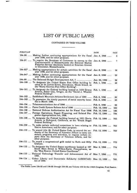 United States Statutes At Large Vol 110 Part 2 Government Printing Office Washington Free