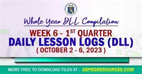 Week 6 1st Quarter Daily Lesson Log October 2 6 2023 DLLs