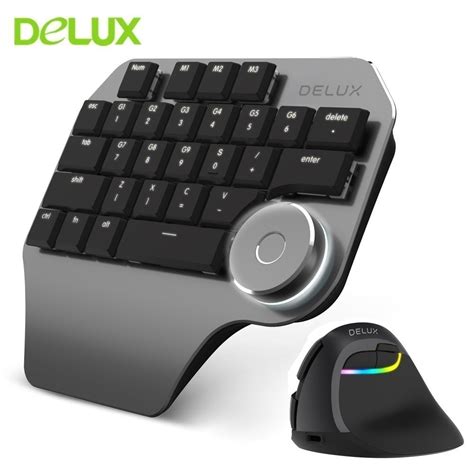 Delux T11 Bluetooth Wireless Gaming Keyboard Mouse Combo Dial Designer