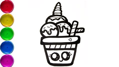 Unicorn Ice cream #comment dessiner et colorier une glace licorne  YouTube