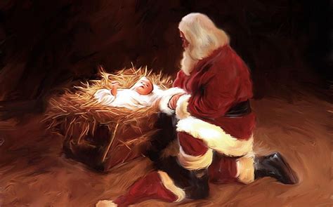 Santa Kneeling At Baby Jesus Captions Profile