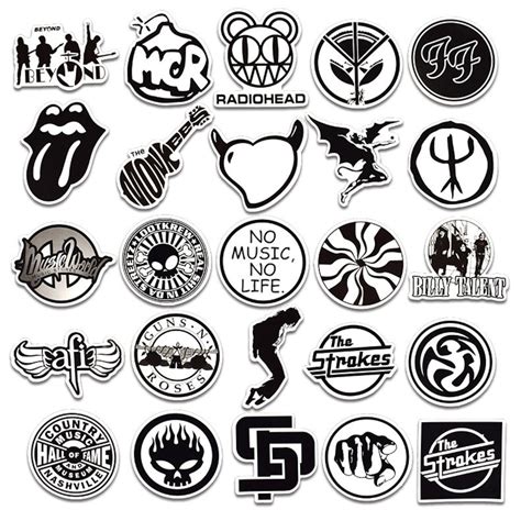 50 Pcs Rock Band Logo Stickers Decal Lot Punk Music Vinyl Etsy