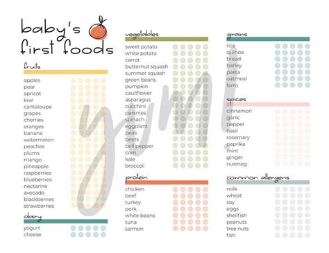Baby Food Tracker Babys First Food Checklist Baby Food Log