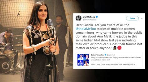 Sona Mohapatra Questions Sachin Tendulkar For Supporting Metoo Accused Anu Maliks Reality Show