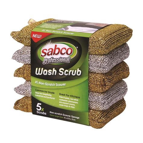sabco 15 x 8 5 x 2 5cm professional wash scrub 5 pack bunnings new zealand