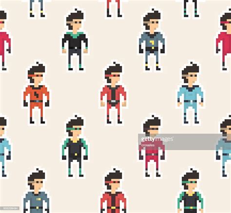 Pixel People Superhero Seamless Pattern High Res Vector Graphic Getty