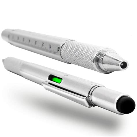 Pen Tech 6 In 1 Spirit Level And Multi Tool Pen Silver
