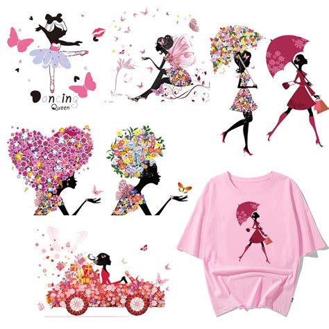 Flower Girls Patch Heat Transfer Vinyl Stickers For Girl Clothing Diy T