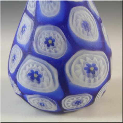 Fratelli Toso Millefiori Canes Murano Blue And White Glass Vase Glass Vase Murano Glass Vase