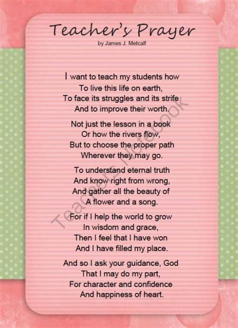 Teachers Prayer From Teaching With Tlc On 1 Page A Beautiful Prayer For