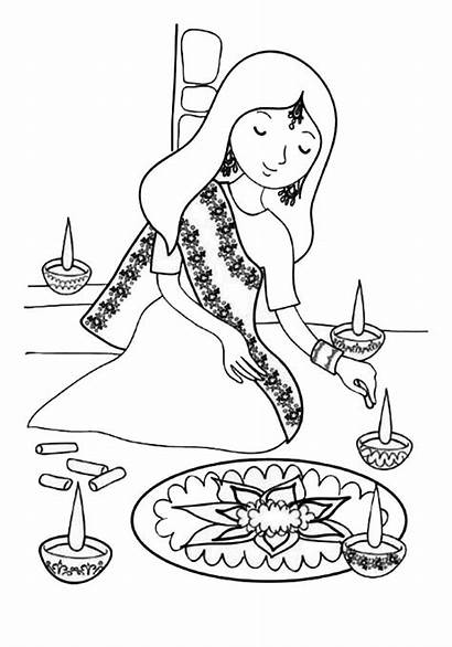 Coloring Indian Rangoli Pages Decorating Printable Getcolorings