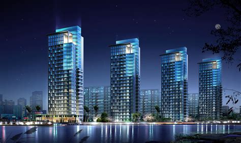 High End Commercial Building Beside Lake 3d Model Max 3ds