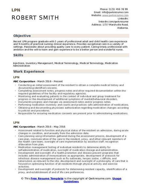 Lpn Resume Samples Qwikresume