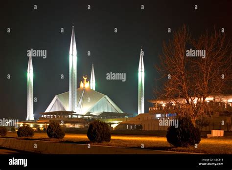 Faisal Mosque At Night Islamabad Pakistan Stock Photo Royalty Free