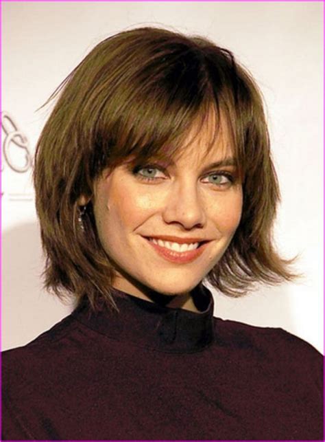 These haircuts are typically our model flaunts a light blonde layered hairstyle that has been cut in layers to complement her facial. Cute Medium-Short Layered Bob Hairstyle | Bangs with ...