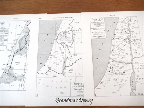 Vintage Maps Of The Holy Land Eretz Israel Maps Book Pages Etsy