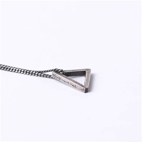 Mens Necklace Triangle Pendant In Sterling Silver 925 Etsy