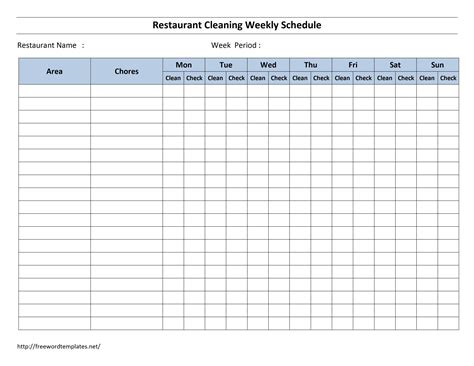 Free Cleaning Schedule Forms Excel Format And Payroll Areas For You