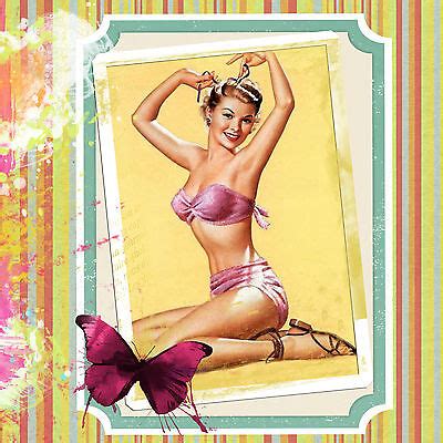 Vintage Pin Up Girl Pink Bikini S Retro Sexy Flirty X