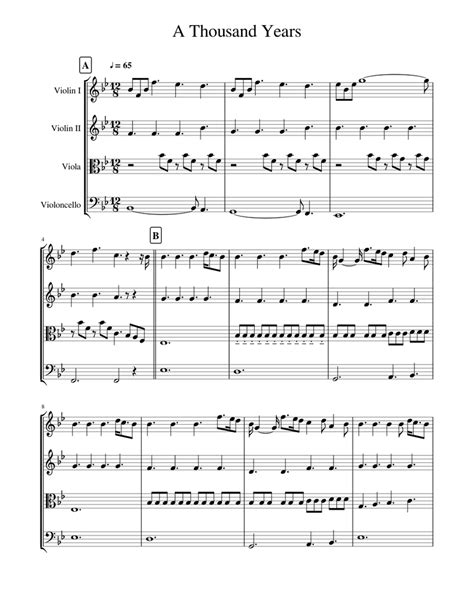 A Thousand Years Sheet Music For Violin Viola Cello Download Free In Pdf Or Midi
