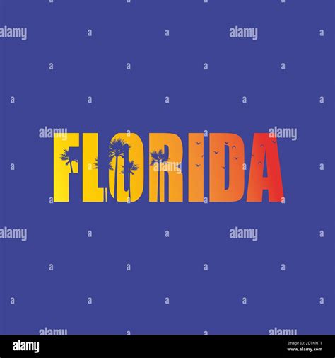 Florida Slogan And Palms Vector Illustration On White Stock Vector