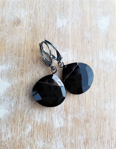 Black Onyx Earrings Oxidized Sterling Silver Earrings Black Onyx