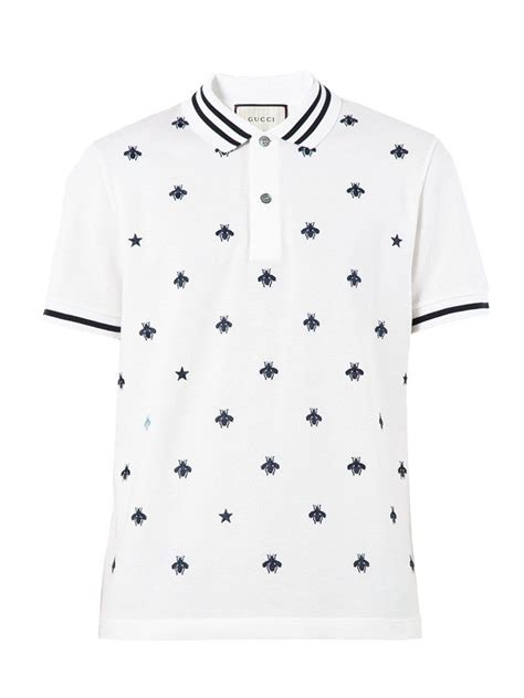 Gucci Bees And Stars Embroidered Polo Shirt Gucci Cloth Polo Shirts 20s Men Nike Fashion