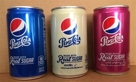 Pepsi Cola Real Sugar Miniature Can Set Regular Vanilla And Wild