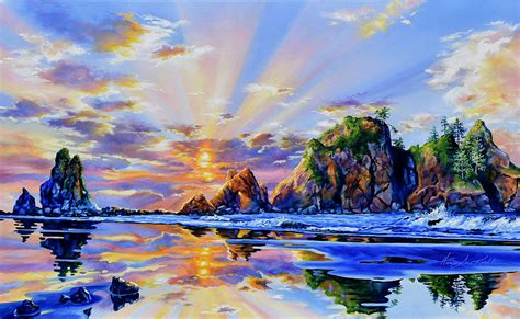 Pacific Coast Sunset Painting By Hanne Lore Koehler Pixels
