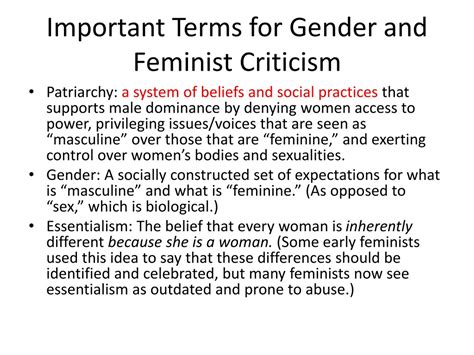 PPT - Critical Theory: Feminist and Gender Criticism PowerPoint