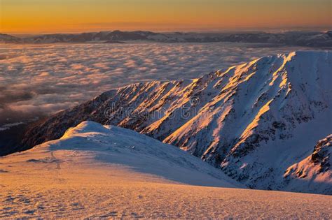 Sunrise From Velka Kamenista Mountain At West Tatras Stock Photo