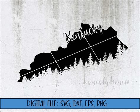Digital File Kentucky State Silhouette With Trees Cut File Etsy