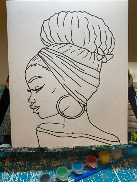Blm Pre Drawn Canvas African American Girl Canvas Paint And Etsy