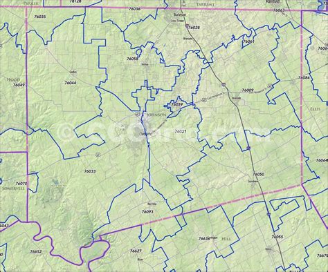 Cleburne Texas Zip Codes Johnson County Tx Zip Code Boundary Map