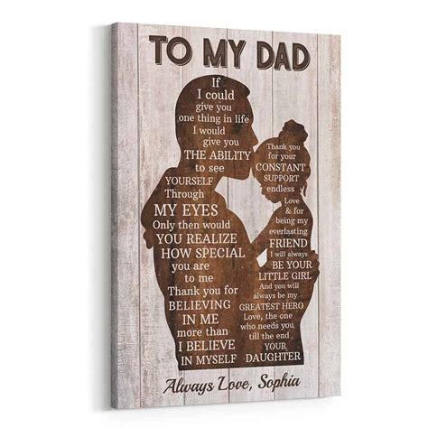 to my dad from daughter if i could give you one thing in life canvas print